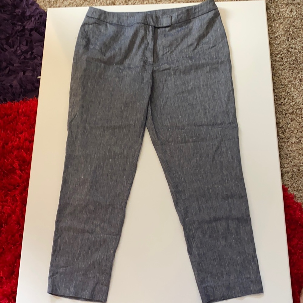 Anne Klein blue gray 51% linen ankle pants  14